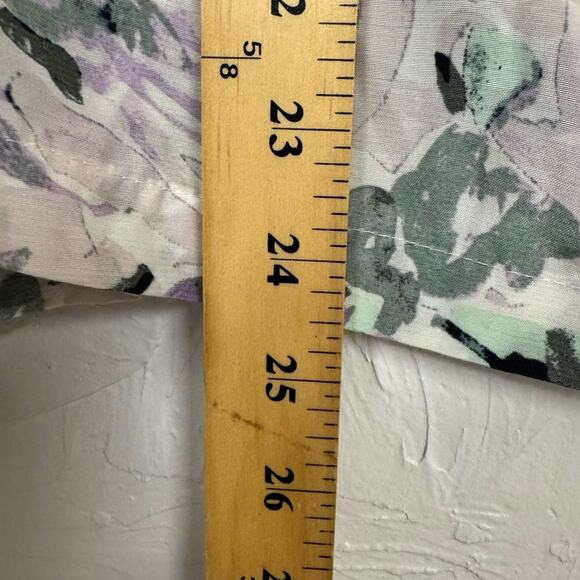 Club Monaco Purple Green Floral Boho Blouse Womens XL Peasant Long Sleeve Shirt - Picture 7 of 11